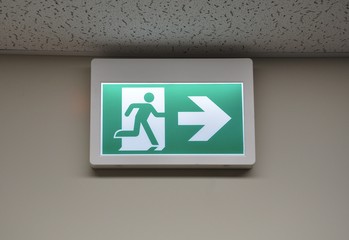 Evacuation sign inside the building