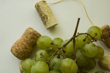 Cork and white grapes