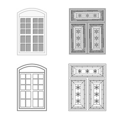 Isolated object of door and front logo. Set of door and wooden vector icon for stock.