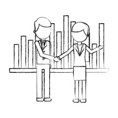 businessman and businesswoman statistics diagram report