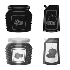 Vector design of can and food sign. Collection of can and package stock symbol for web.