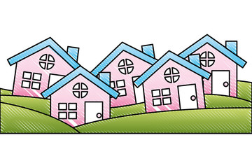 set of residence houses exterior suburban