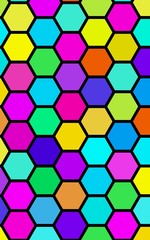 Honeycomb many color, multicolored. Isometric geometry. 3D illustration