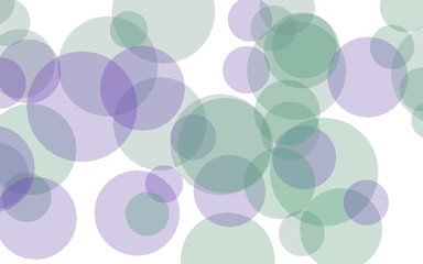 Multicolored translucent circles on a white background. Green tones. 3D illustration