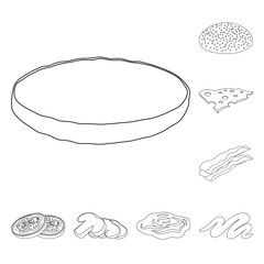 Vector illustration of burger and sandwich sign. Set of burger and slice vector icon for stock.