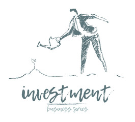 Business successful a investment sprout vector man