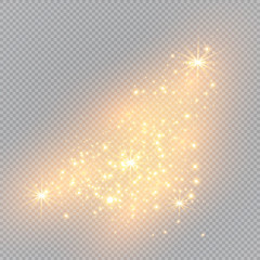 White sparks glitter special light effect. Vector sparkles on transparent background. Christmas abstract pattern. Sparkling magic dust particles