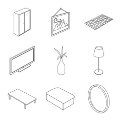 Vector design of bedroom and room logo. Set of bedroom and furniture vector icon for stock.