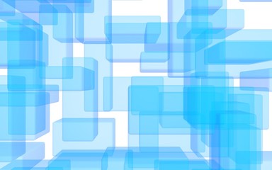 Blue and white abstract digital and technology background. The pattern with repeating rectangles. 3D illustration
