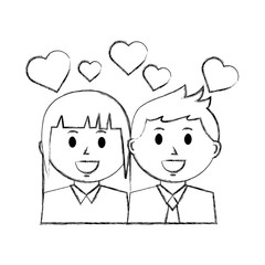 couple portrait character love hearts