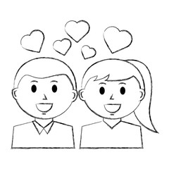 couple portrait character love hearts