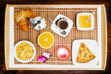 Composition with breakfast on the table