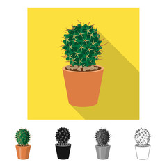 Isolated object of cactus and pot sign. Collection of cactus and cacti stock symbol for web.