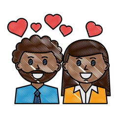 couple portrait character love hearts