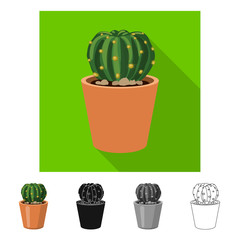 Isolated object of cactus and pot logo. Set of cactus and cacti stock symbol for web.