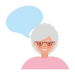 old woman with speech bubble