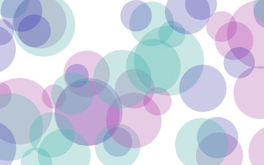 Multicolored translucent circles on a white background. Green tones. 3D illustration