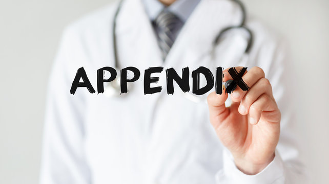 Doctor writing word APPENDIX with marker, Medical concept