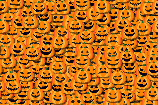 背景素材,ハロウィン,かぼちゃの飾り,ジャックオーランタン,お化け,モンスター,幽霊,多数の人の顔,