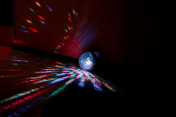 luminous color ball in room for disko