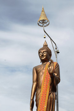 Giant buddha statue on the top of the hill, Wat sang kat rattana khi ri, Uthaithani , Thailand