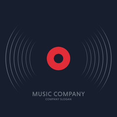 Vinyl record poster - Music record logo on dark background