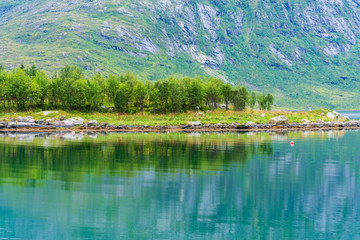 Fototapeta na wymiar View of Ersfjorden - beautiful fjord in Troms County, Norway