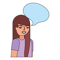 young woman with speech bubble