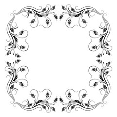 Decorative vintage frame with floral ornament in retro style isolated on white