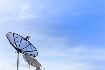 satellite dish in cloud sky