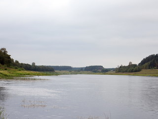 autumn cloudy day on the river