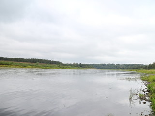 autumn cloudy day on the river