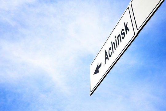 Signboard pointing towards Achinsk