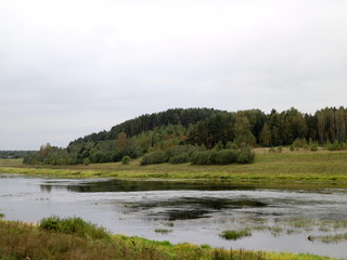 autumn cloudy day on the river