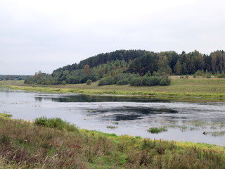 autumn cloudy day on the river