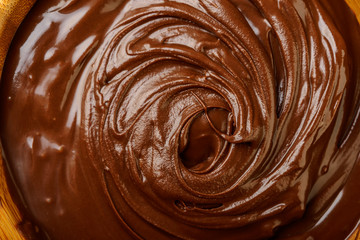 Melted chocolate swirl  background closeup