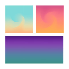 Set of abstract vector backgrounds blue, pink, purple and orange.