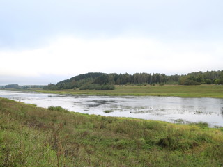 autumn cloudy day on the river