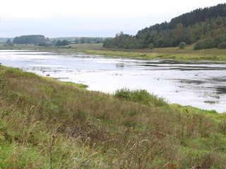 autumn cloudy day on the river