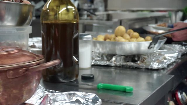 Variety of food prepared in the restaurant's kitchen