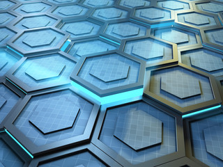 High technology background with hexagons