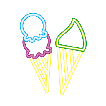 two neon delicious ice cream cone bright