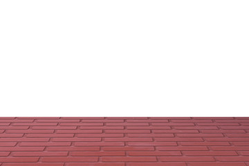 red brick floor on white background,free space for text