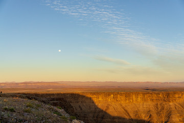 africa namibia fishriver moon clouds sky