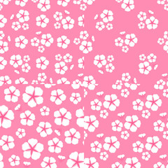 Fototapeta na wymiar Set Abstract Cotton flower Seamless pattern. Flat style on cute pink girly background. Vector illustration.