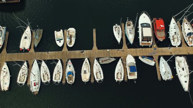 Aerial view of yacht harbour marina