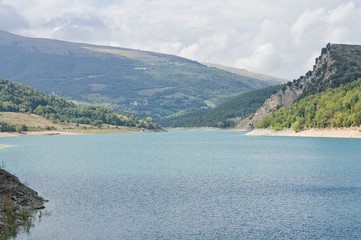 Panoramic view of the Fiastra Lake (Marche, Italy, Europe)