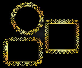 Ornamental doodle floral frames set