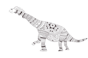 Dinosaur. Coloring page. Vector. Cartoon. Isolated art