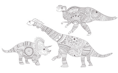 Dinosaurs. Coloring page. Vector. Cartoon. Isolated art